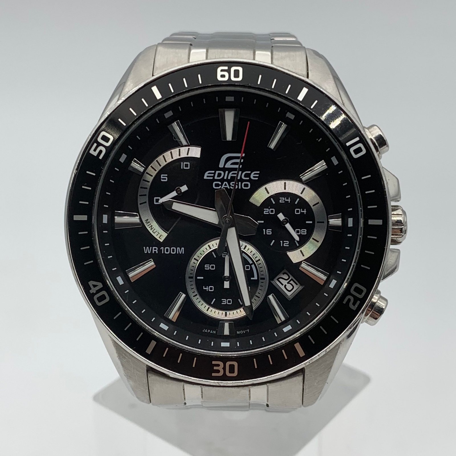 CASIO 48mm stainless steel strap black men's quartz watch with additional functions EFR-552D-1A2VU (95% New)