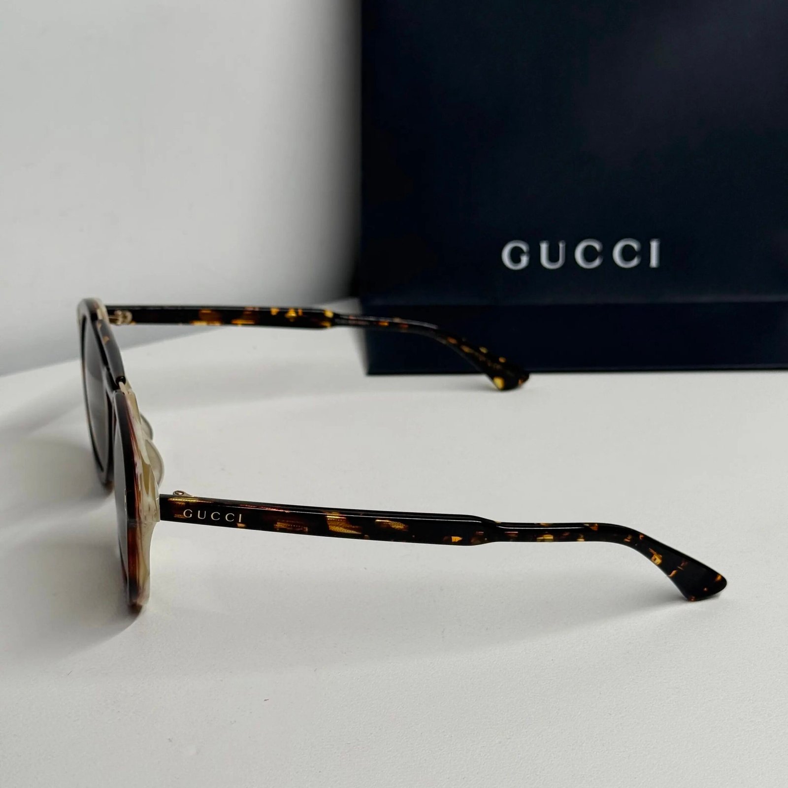 GUCCI dark brown round acetate sunglasses