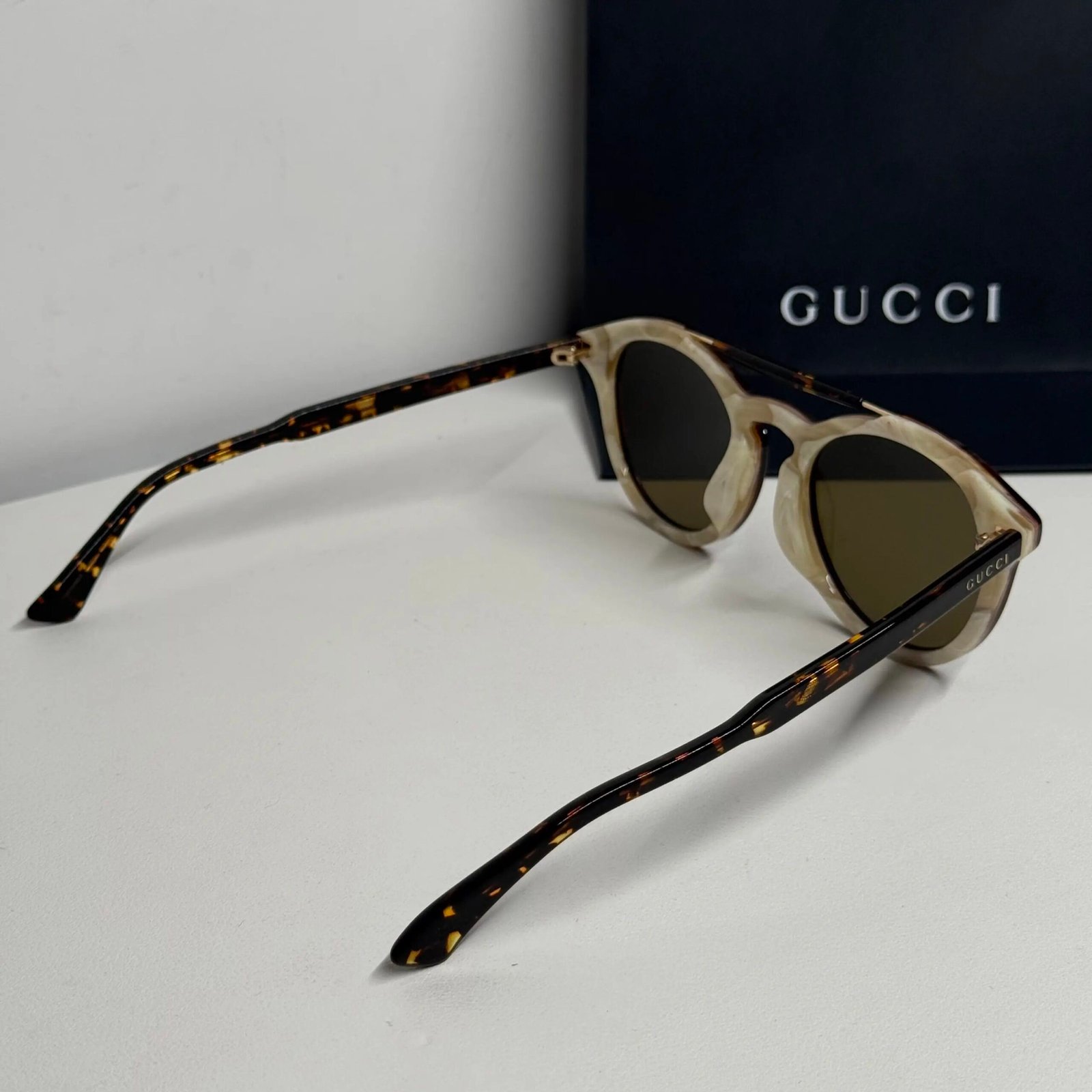 GUCCI dark brown round acetate sunglasses