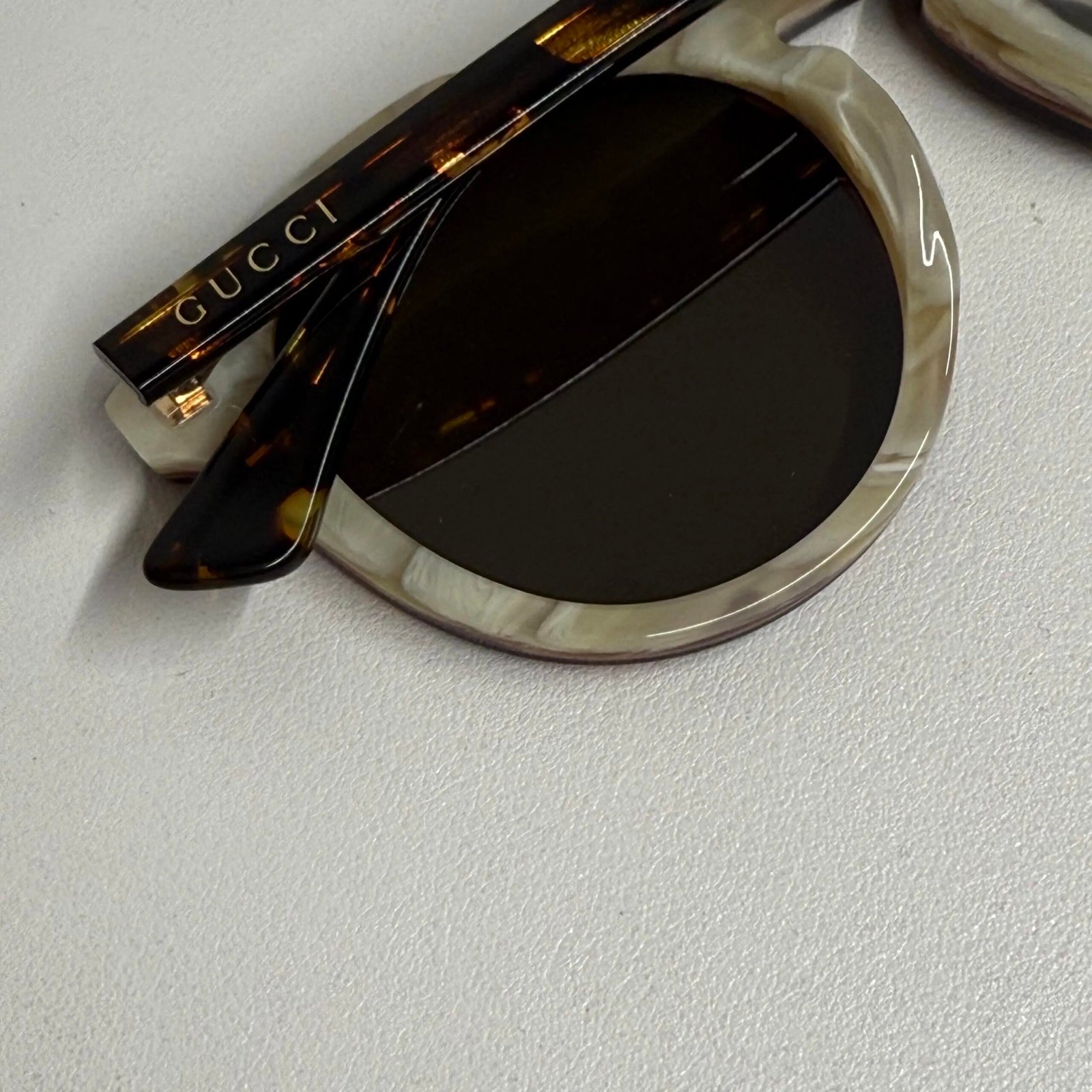 GUCCI dark brown round acetate sunglasses