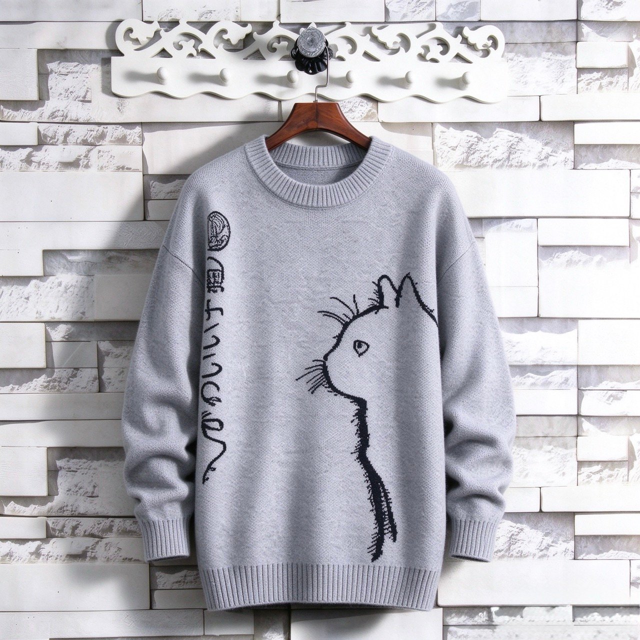 Cute Art Cat Knit Sweater