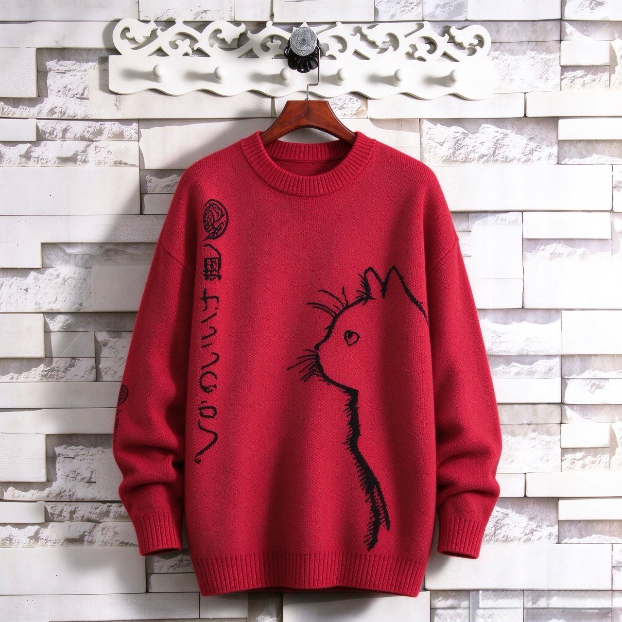 Cute Art Cat Knit Sweater