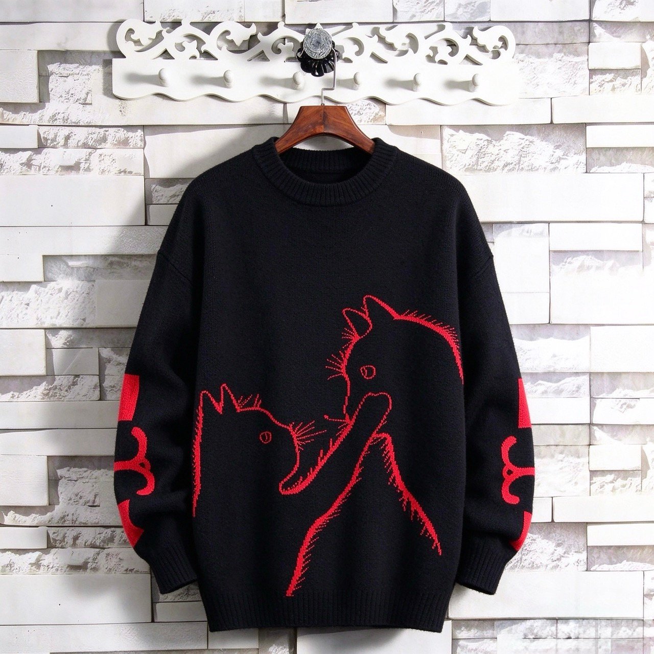Cute Nuzzling Cats Knit Sweater