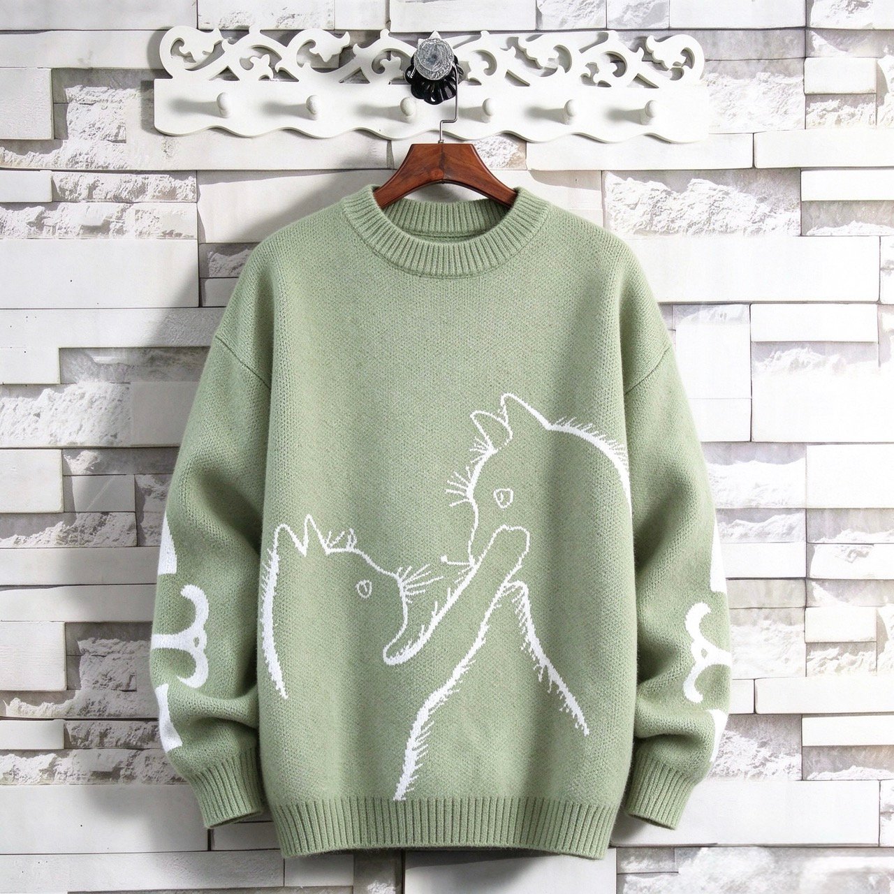 Cute Nuzzling Cats Knit Sweater