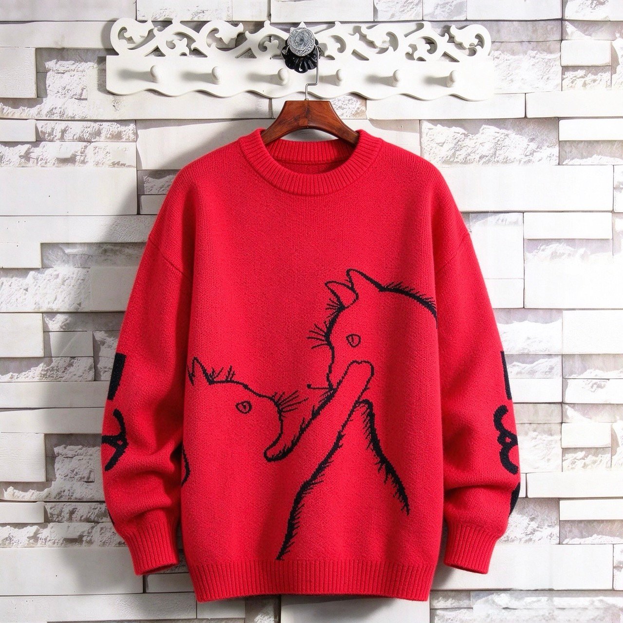 Cute Nuzzling Cats Knit Sweater