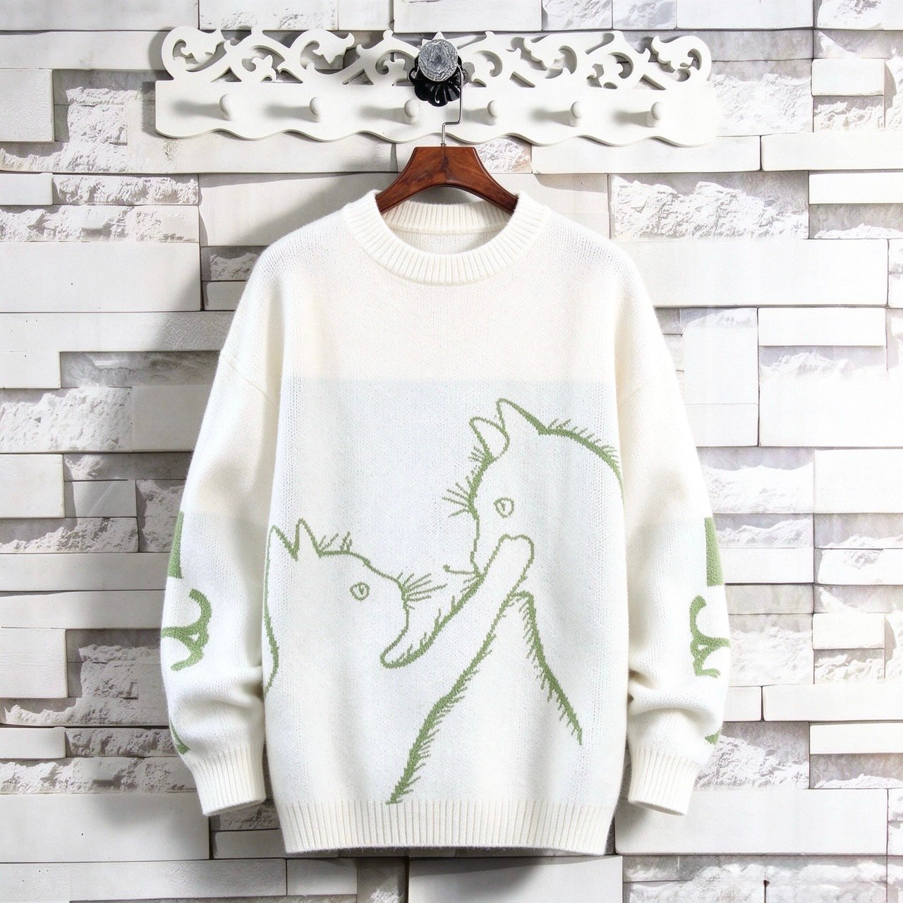 Cute Nuzzling Cats Knit Sweater